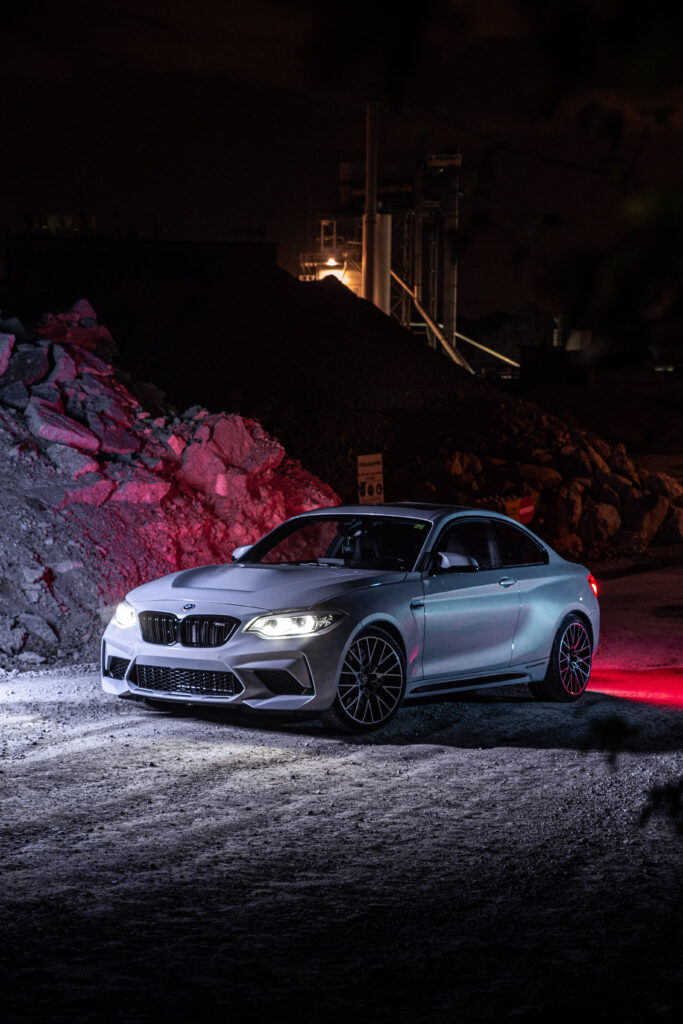 BMW M2 shooting by night